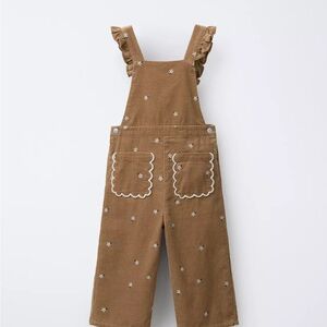Zara Embroidered Flower Corduroy Overalls - quickly sold out